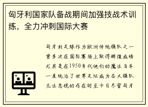 匈牙利国家队备战期间加强技战术训练，全力冲刺国际大赛