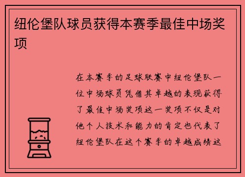 纽伦堡队球员获得本赛季最佳中场奖项